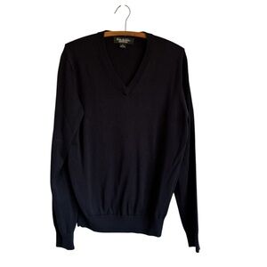 Brooks Brothers Silk and Cotton V Neck Navy Blue Sweater Men's Size Medium